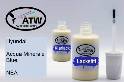 Hyundai, Acqua Minerale Blue, NEA: 20ml Lackstift + 20ml Klarlack - Set, von ATW Autoteile West.